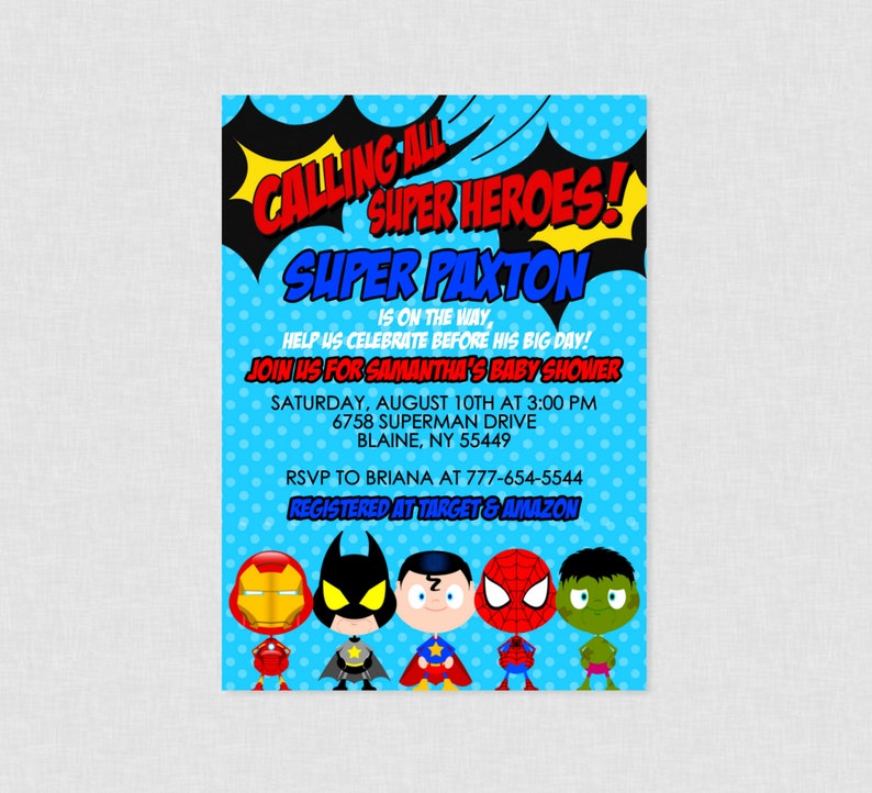 Superhero Baby Shower Invitation EDITABLE INSTANT DOWNLOAD Etsy