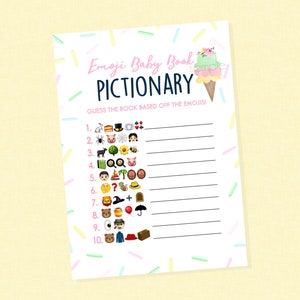 Emoji Pictionary Baby Shower Jeu de baby shower crème glacée - TÉLÉCHARGEMENT IMMÉDIAT - Jeux de baby shower de crème glacée, Emoji Pictionary, livre pour enfants