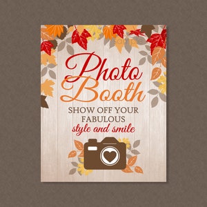 Fall Photo Booth Party Sign - INSTANT DOWNLOAD - Fall Party Signs, Fall Bridal Shower, Photo Booth Sign, Fall Wedding Signs, Autumn, Leaves
