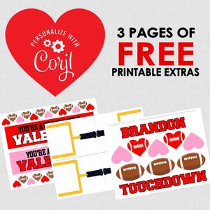 Printable Valentines Football Field For Box - EDITABLE INSTANT DOWNLOAD - Football Valentine, Valentines Box, Football Valentines, Field image 3