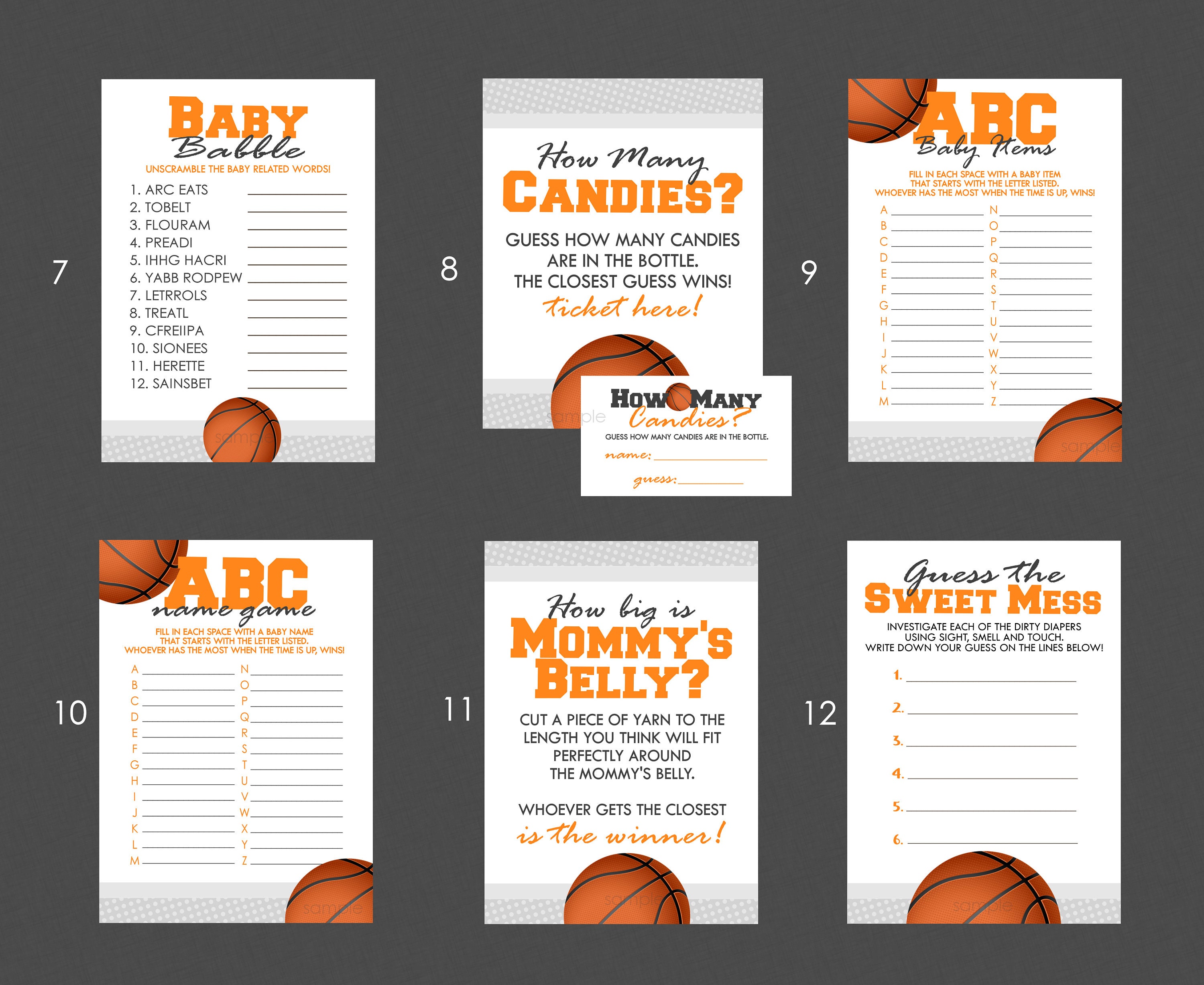 Basketball Baby Shower Games PICK ANY 7 30 Games to Choose Etsy