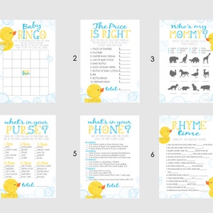 Rubber Duck Baby Shower Games PICK ANY 5 30 Games to Choose From Ducky, Rubber Duck Baby Shower, Game Pack, Duckie image 3