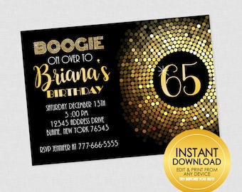 Invito di compleanno in stile discoteca - DOWNLOAD IMMEDIATO MODIFICABILE - Inviti per feste in stile discoteca, invito di compleanno in stile discoteca, inviti per adulti in stile discoteca, oro, glitter