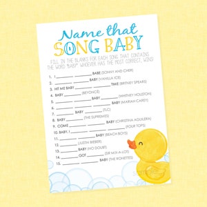 Rubber Duck Name That Song Baby Shower Game - INSTANT DOWNLOAD - Duck Baby Shower Games, Rubber Ducky Baby Shower, Name The Song Game, Guess