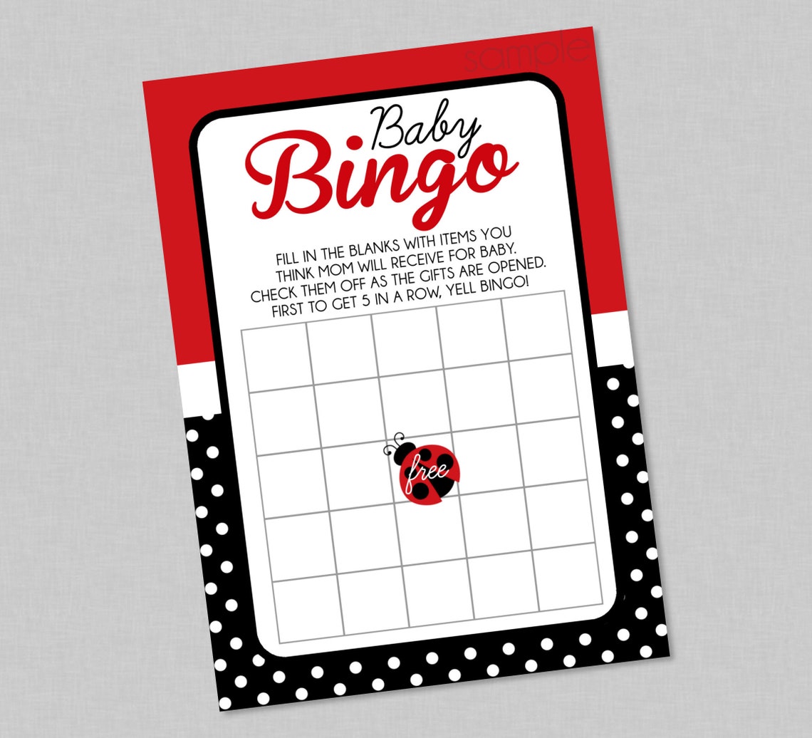 Ladybug Baby Shower Bingo INSTANT DOWNLOAD Ladybug Shower - Etsy