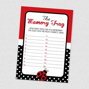 Ladybug Memory Tray Baby Shower Game - INSTANT DOWNLOAD - Ladybug Baby Shower Games, Memory Game, Lady Bug, Memory Tray, Ladybug Baby Shower