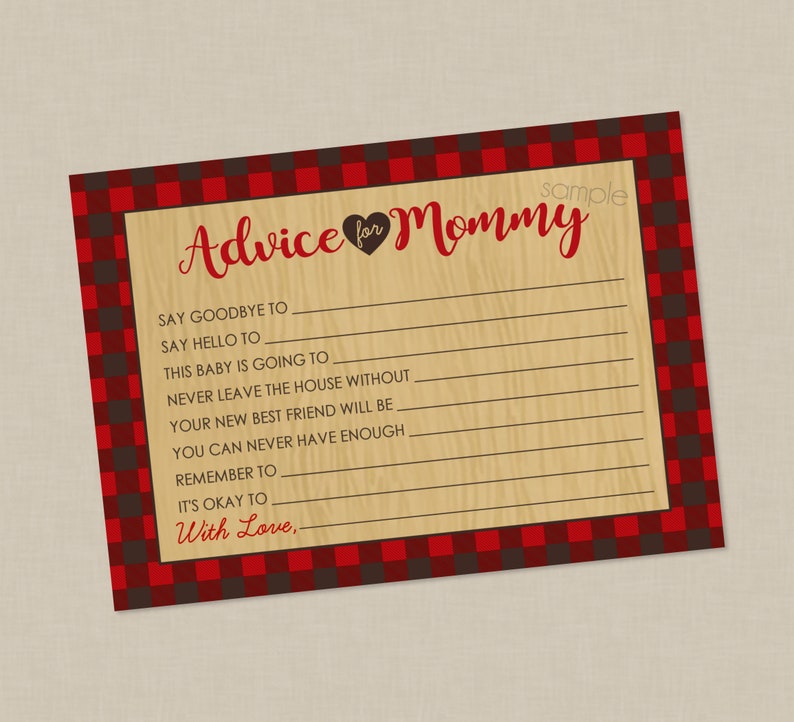 Lumberjack Advice for Mommy Printable Cards INSTANT DOWNLOAD | Etsy