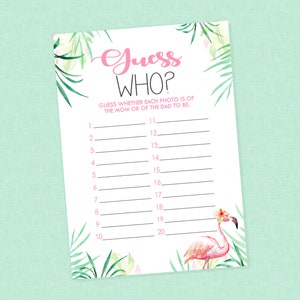 Flamingo Guess Who Baby Shower Game - INSTANT DOWNLOAD - Flamingo Baby Shower Games, Flamingo Baby Shower, Guess Who, Photo Game, Picture