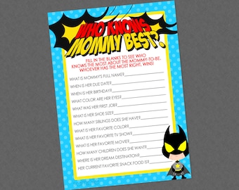 Superhero Baby Shower Who Knows Mommy Best Printable Superhero Baby ...