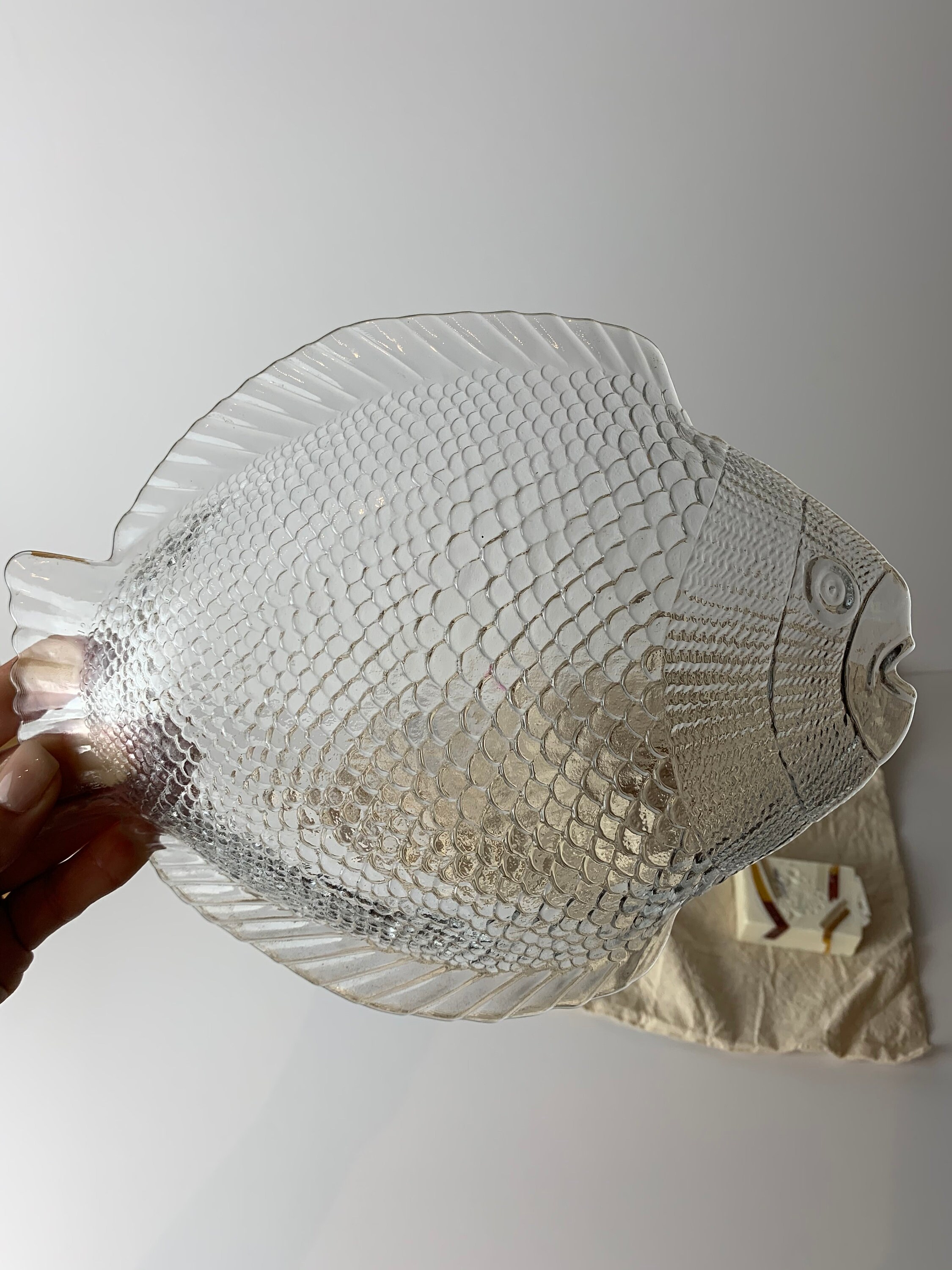 Vintage Glass Fish Serving Dish Etsy