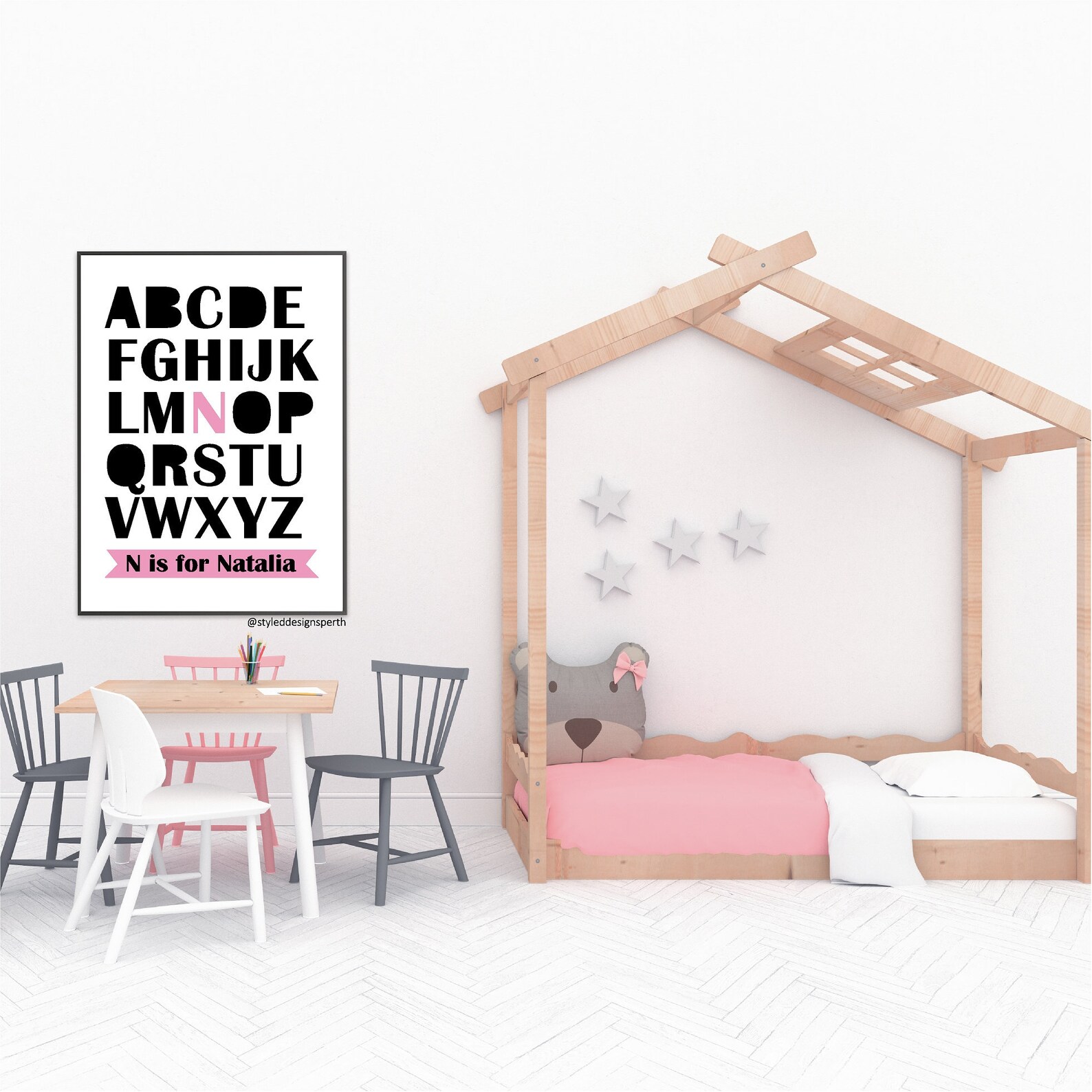 Alphabet Nursery Print Nursery Wall Art Girls Nursery | Etsy