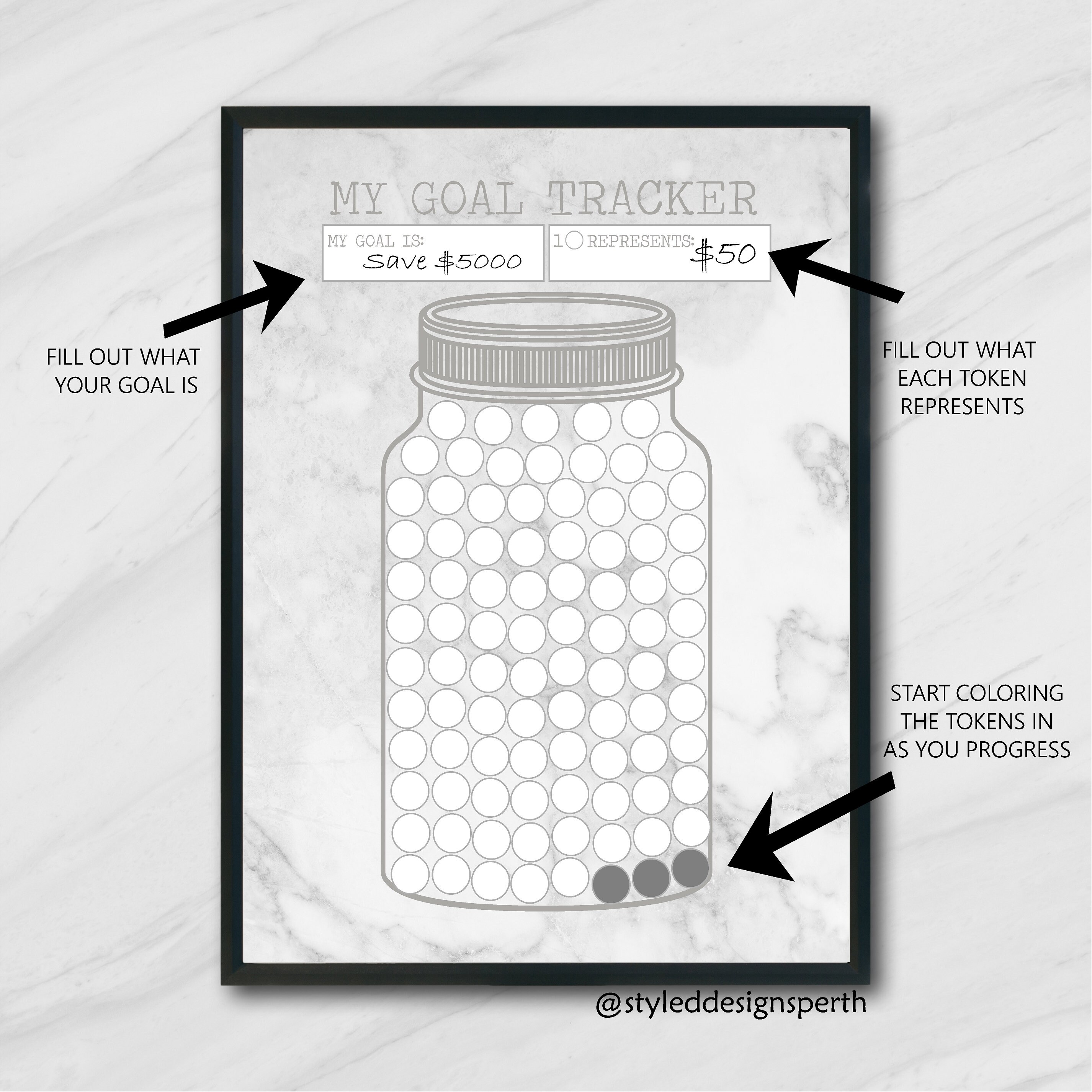 Savings Tracker Mason Jar Savings Goals Tracker Financial Etsy