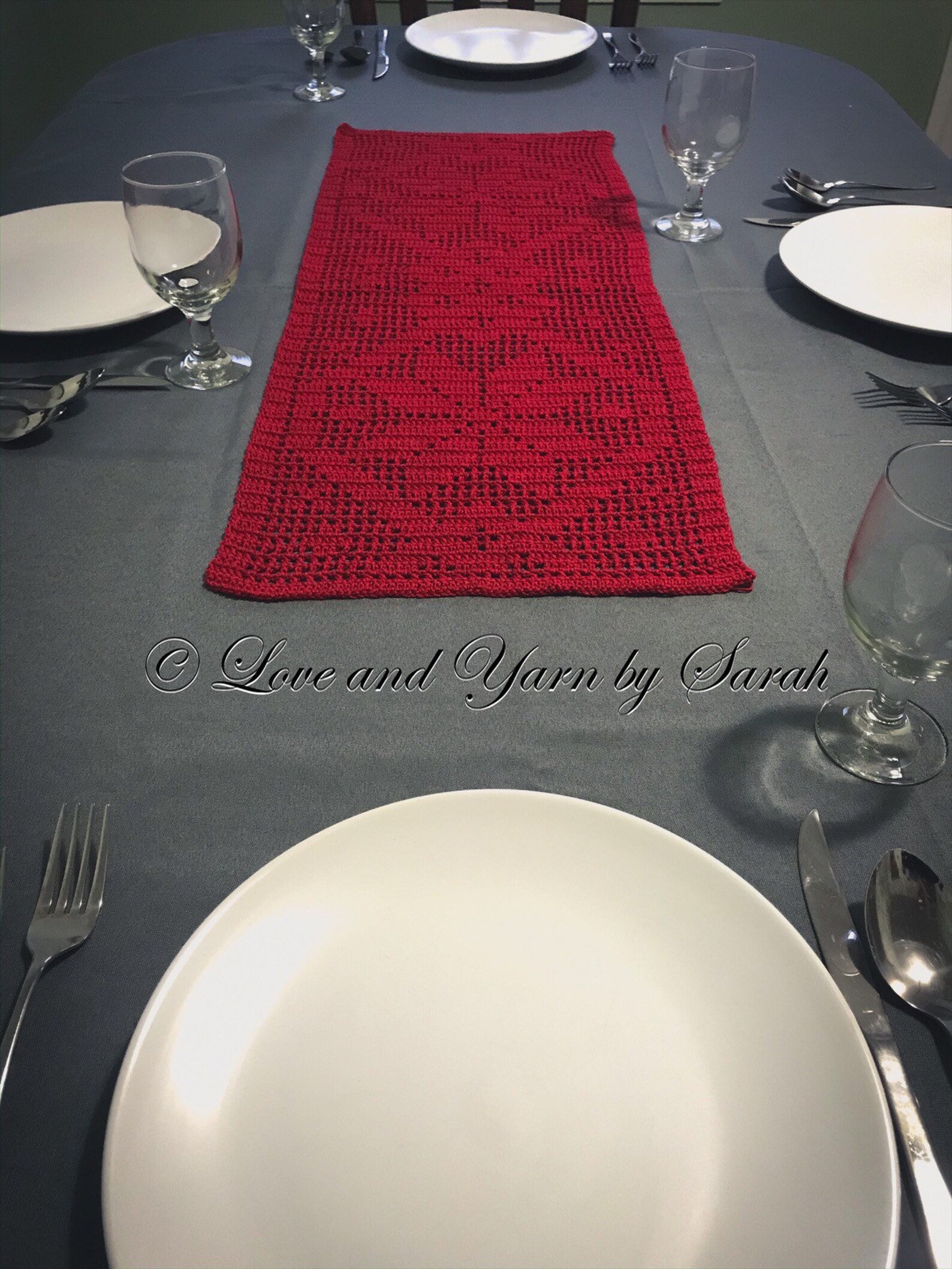 Christmas Table Runner Filet Crochet Ready to Ship Etsy