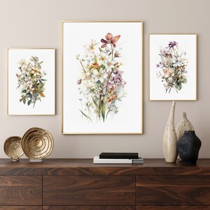 Aquarell Wildblumen Blüten: Rustikale Wand Kunst Set Digital Download