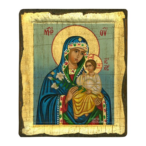 Orthodox Icon, Virgin shops Mary 5.9X4.7, 100% Handpainted icon, Byzantine icon, Canvas on handcrafted Wood, Christmas Gift