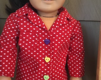 18 inch Doll Valentine pajamas