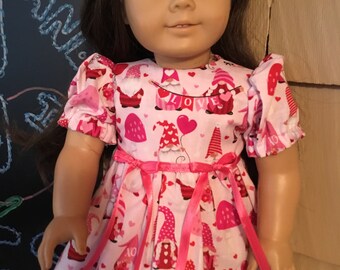 18 inch doll Valentine Gnome dress