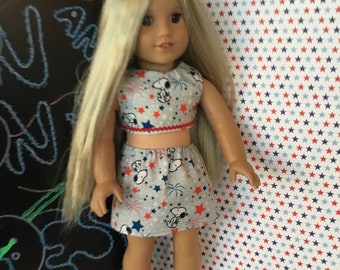 18 inch doll 4th of July snoopy skirt and top