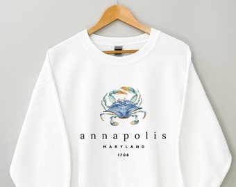 Annapolis Sweatshirt, Annapolis crewneck, Annapolis Gifts, Annapolis Shirts for Women, Annapolis Maryland Crab Shirt