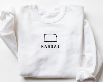 Kansas Sweatshirt Embroidered, Kansas Crewneck, Kansas Gifts for Women, Kansas Moving Gift, Kansas Sweater, Kansas Trip Shirt
