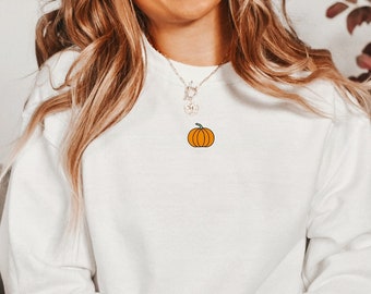 Pumpkin Sweatshirt Embroidered, Halloween Sweatshirt Embroidered, Fall Crewneck, Halloween Shirt, Pumpkin Shirt Women