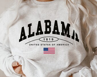 Alabama Sweatshirt Women, Alabama Crewneck Sweatshirt, Vintage Sweatshirt Style, Alabama Shirt, Alabama Gift