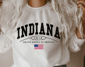 Indiana Sweatshirt, Indiana Crewneck, Indiana Shirts for Women, Indiana Shirt Women, Indiana Sweatshirt Vintage, Indiana Gifts