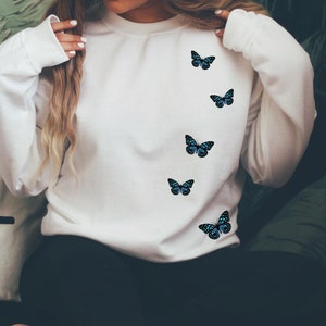 Butterfly Sweatshirt Butterfly Shirt for Women Trendy Sweatshirt Women Blue Butterfly Print Butterflies Shirt Etsy