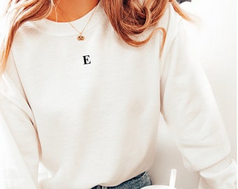 Embroidered Letter Sweatshirt, Monogram Crewneck,  Initial Sweatshirt, Bridesmaid Gift Shirt, Gift for Best Friend, Embroidered Crewneck