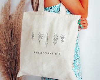 Custom Bible Verse Tote, Christian Tote Bag, Christian Girl Gift, Church Tote Bag, Bible Tote Bag, Christian Gifts for Women