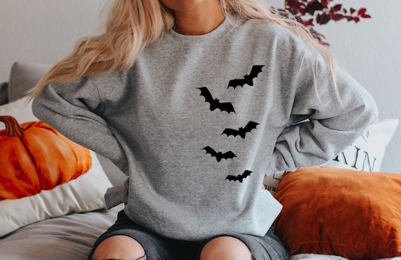 Bat Sweatshirt Halloween Sweatshirt Halloween Sweater Bat Shirt for Women Fall Crewneck Minimalistic Fall Sweatshirt Etsy