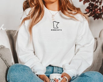 Minnesota Sweatshirt Embroidered Crewneck, Minnesota Gifts, Minnesota Shirt Women, Minnesota Sweater,, Minnesota Bachelorette Shirt