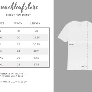 May include: T-shirt size chart with measurements in inches for width and length. Sizes include S, M, L, XL, 2XL, and 3XL.