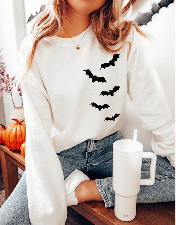 Bat Sweatshirt Halloween Sweatshirt Halloween Sweater Bat Shirt for Women Fall Crewneck Minimalistic Fall Sweatshirt Etsy