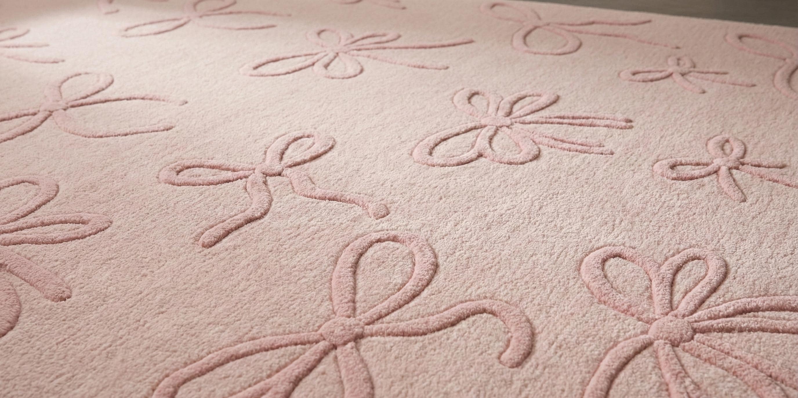 Hand Tufted Wool Rug-blush Pink Bow Pattern Custom Handmade Designer ...