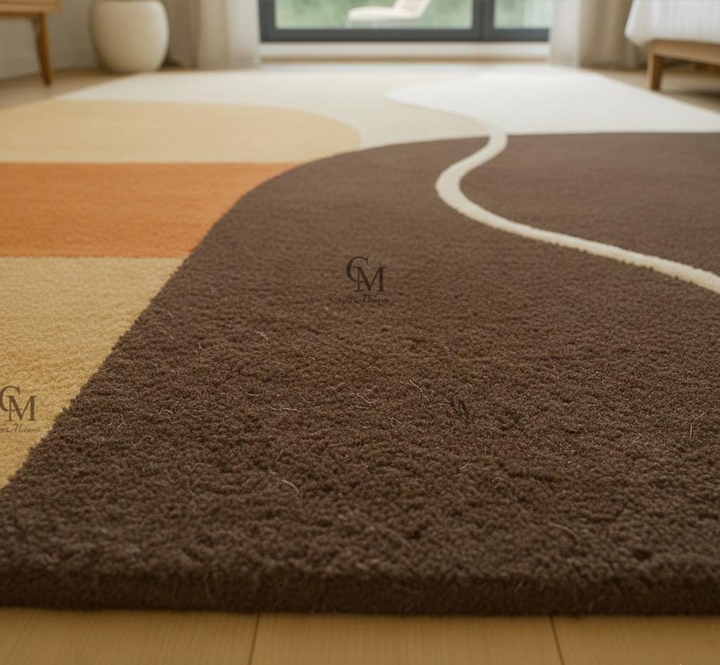 Luxury Hand Tufted Wool Area Rug - Modern Abstract Geometric Design ...