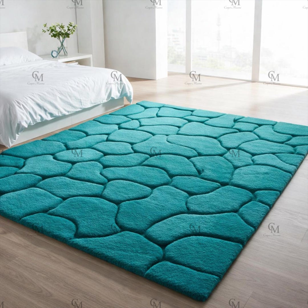 Hand Tufted Wool Rug-handmade Custom 3D Pebble Texture Area Rug for ...