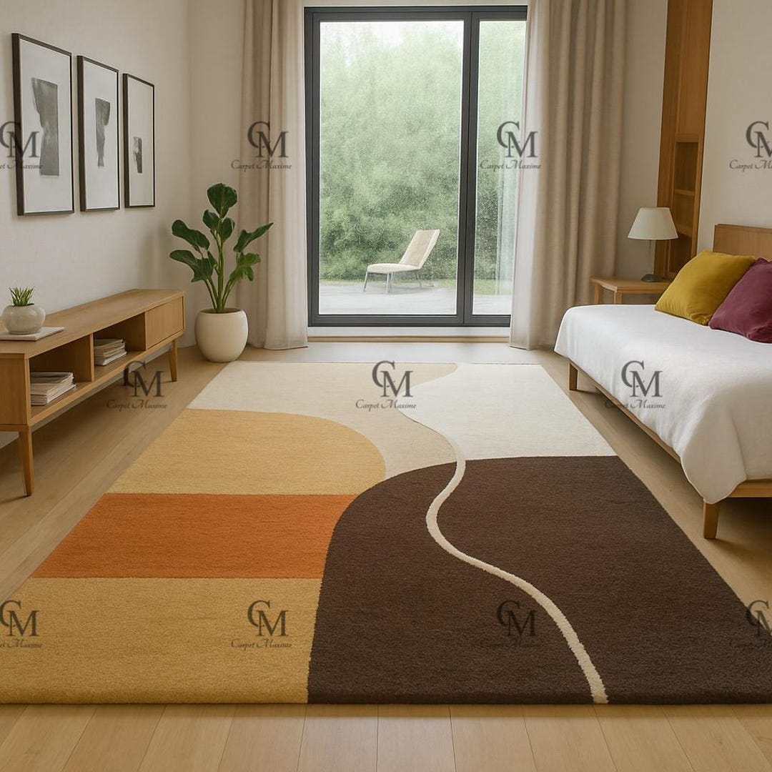 Luxury Hand Tufted Wool Area Rug - Modern Abstract Geometric Design ...