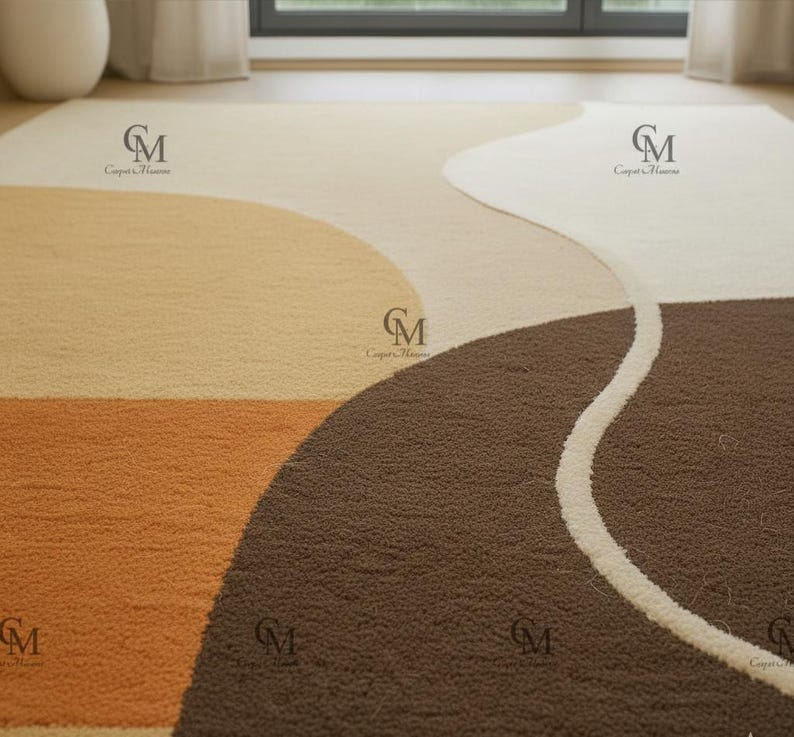 Luxury Hand Tufted Wool Area Rug - Modern Abstract Geometric Design ...