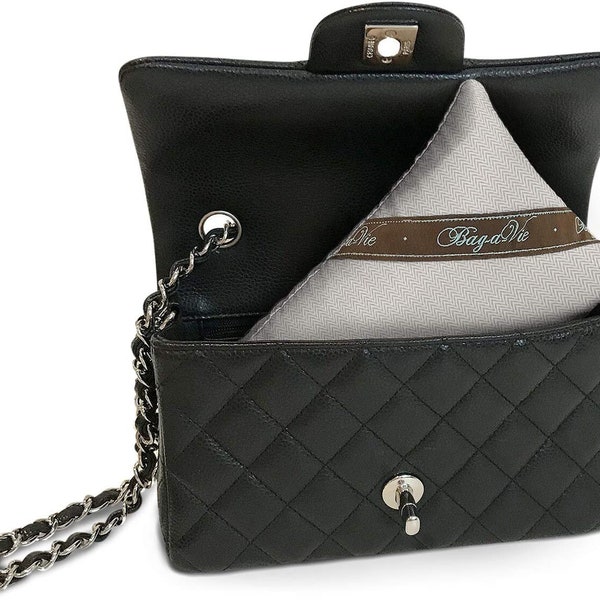 Bag-a-Vie portemonnee kussen past mini flap voor handtas kast opslag - gepatenteerde vocht adsorberende kwaliteit (Tres Mini Shaper)-VISGRAAT