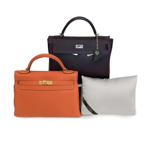 Bag-a-Vie Geldbörse Kissen Einsatz passt Kelly 32 Handtasche Former für Schrank Lagerung Patentierte Feuchtigkeit Adsorbieren - HERRINGBONE STOFF