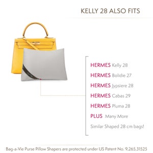 Bag-a-Vie portemonnee kusseninzet past op Kelly 28 handtasvormer voor kastopslag Gepatenteerd vochtadsorberend HERRINGBONE STOF afbeelding 3