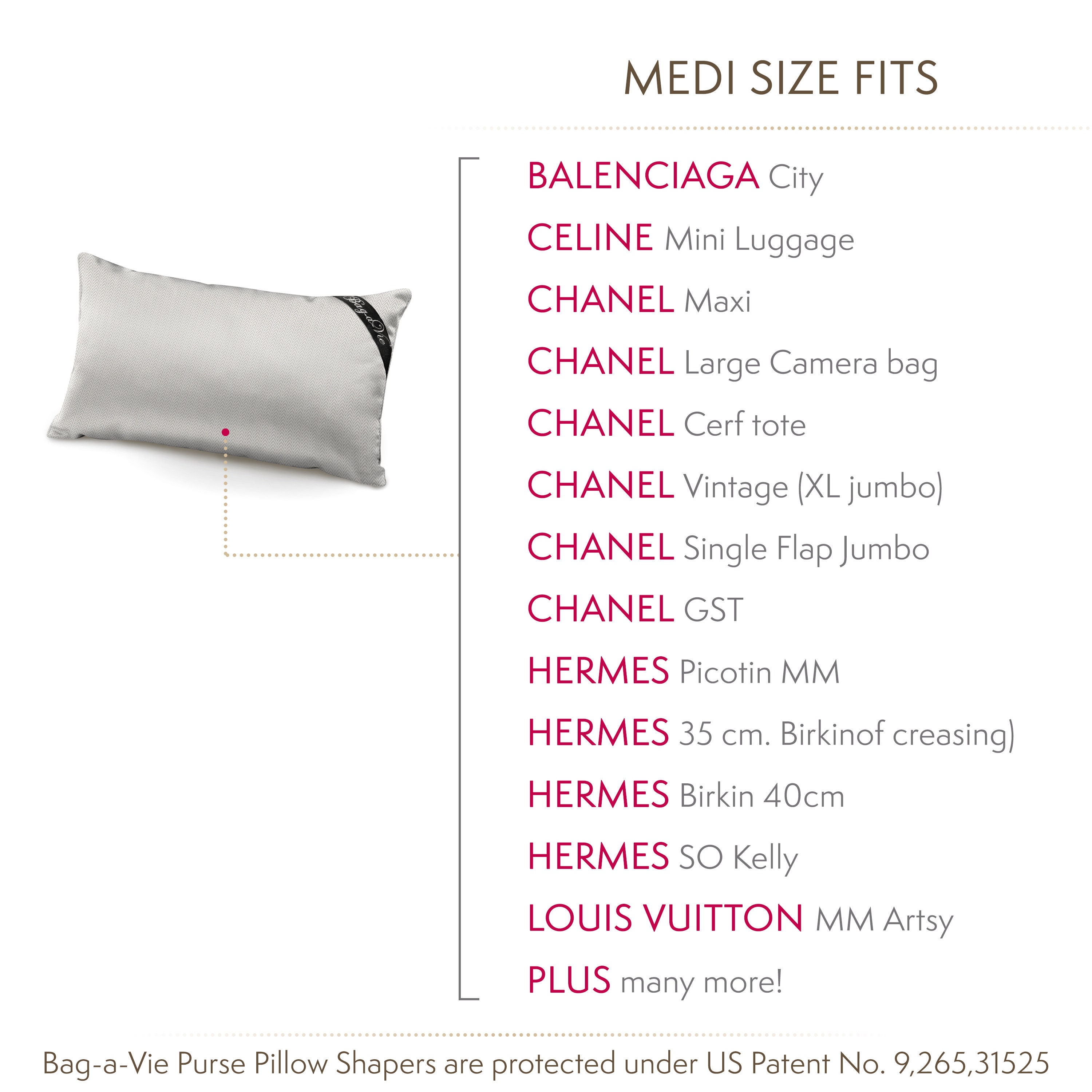 Bag-a-Vie Handbag Purse Shaper Pillows [4-Pack] Made to fit Chanel, Hermes  & More