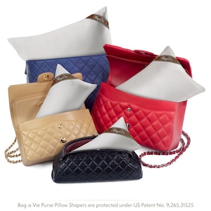 Bag-a-Vie Purse Pillow Insert for All Sizes Handbag Shapers for Closet Storage 4-Pk Starter Set w/ Moisture Protection - Herringbone Fabric