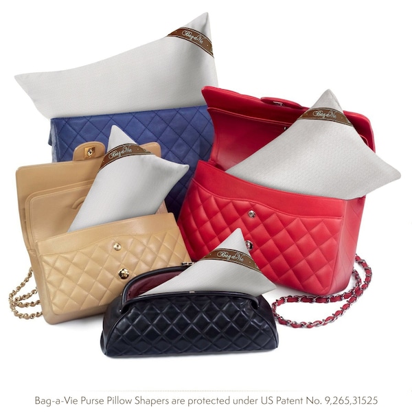 Bag-a-Vie Purse Pillow Insert for All Sizes Handbag Shapers for Closet Storage 4-Pk Starter Set w/ Moisture Protection - Herringbone Fabric