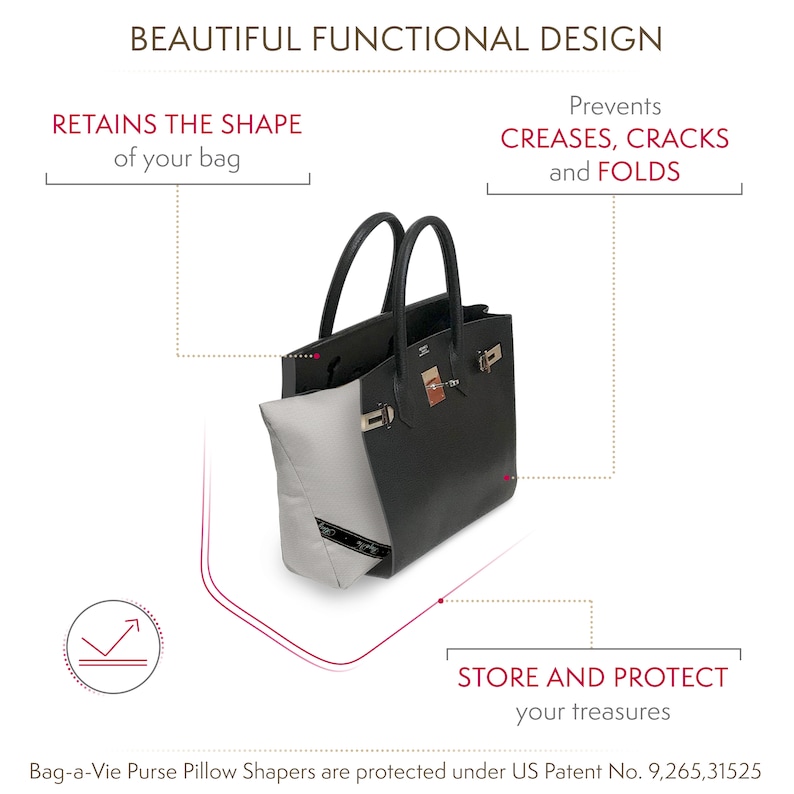 Bagavie Purse Pillow Insert Fits Birkin 25 Handbag Shaper for Closet
