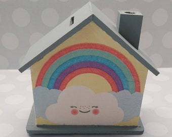 Spardose Wolke Regenbogen mit Namen Sparhaus Geburt Einschulung Baby Geburtstag