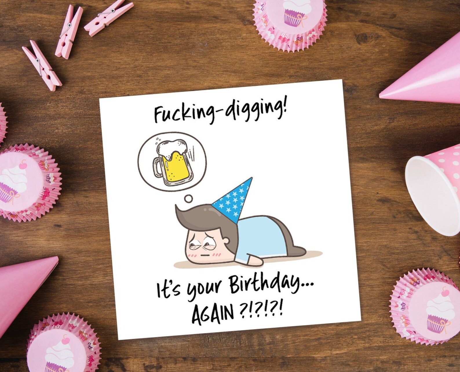Funny humorous alcohol birthday card Drunk party card Fun Etsy