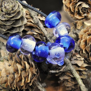 Glass bead set ink blue with light alexandrite for making jewelry