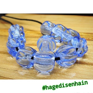 Bead set delicate blue 10 + 1 melon beads Viking Larp Reenactment Birka Gotland Haithabu Vikingbeads brooch chain
